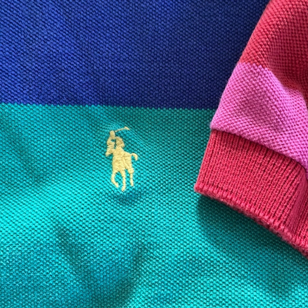 Polo by Ralph Lauren Men’s Multicolor Striped Polo - Blue, Pink, Teal, Red - Picture 3 of 3